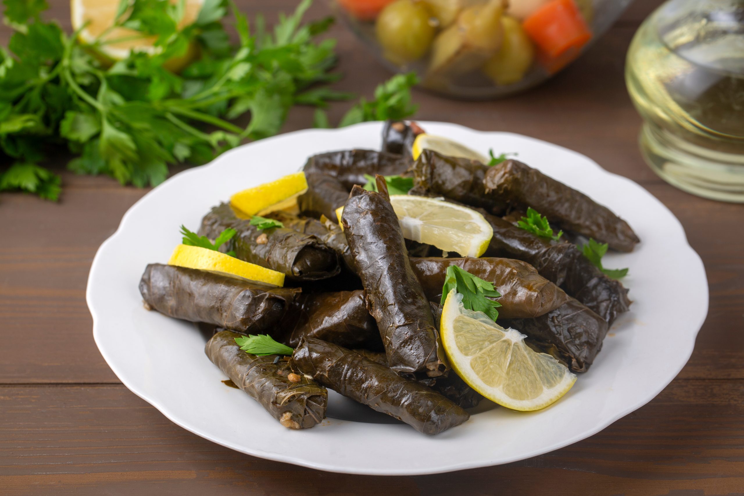 Turkish foods; stuffed leaves (yaprak sarma dolma) Türkisches Essen